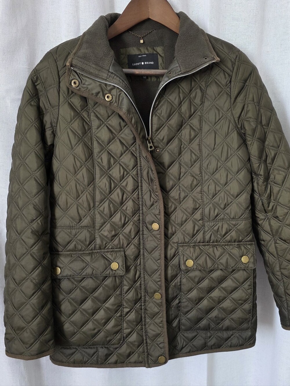 Lucky Brand Olive Green Quilted Utility Jacket